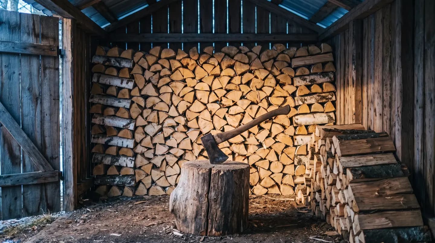 Illustration for: Birch for heat, fir for smoke: the woodshed, explained